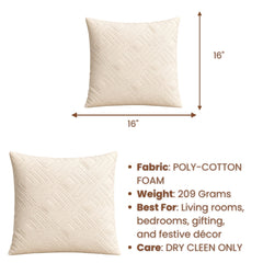 Handcrafted Cushion Cover – Cream | 16"x16" | Geometric Textured Design