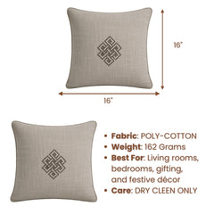 Linen Diamond Decorative Cushion Cover | 16"x16" Minimal Embroidered Cushion Cover