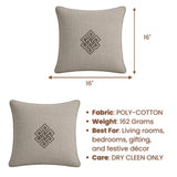 Linen Gold Decorative Cushion Cover | 16"x16" Minimal Embroidered Cushion Cover