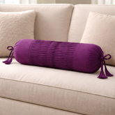 Cylindrical Fabric-Crafted Purple Bolster Cover – 15"x32" | Cotton Polyester Fabric | Rich & Elegant