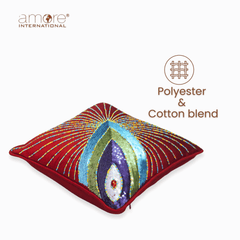 Handcrafted Cushion Cover – Red, 12"x12"