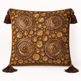 Hand Crafted Cushion Cover – Brown | 16"x16" | Poly Cotton | Embroidered Circular Design