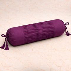 Cylindrical Fabric-Crafted Purple Bolster Cover – 15"x32" | Cotton Polyester Fabric | Rich & Elegant