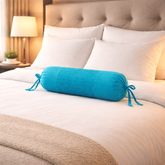Fabric-Crafted Cylindrical Turquoise Bolster Cover – 15"x32" | Cotton Polyester Fabric | Premium & Elegant