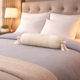 Fabric-Crafted Cylindrical Cream Bolster Cover – 15"x32" | Cotton Polyester Fabric | Premium & Elegant