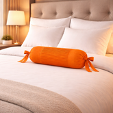 Fabric-Crafted Cylindrical Orange Bolster Cover – 15"x32" | Cotton Polyester Fabric | Premium & Elegant