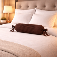Fabric-Crafted Cylindrical Brown Bolster Cover – 15"x32" | Cotton Polyester Fabric | Premium & Elegant