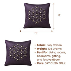 Handcrafted Cushion Cover – Purple | 12"x12" | Elegant Poly Cotton Cushion Cover