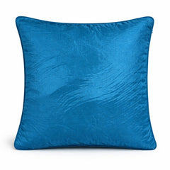 Fabric Crafted Cushion Cover – Sky Blue Multicolor | 16"x16" | Poly Cotton Fabric | Elegant Wavy Textured Design