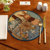 Tapestry Doily – Blue Jacquard Woven, 12"x12"