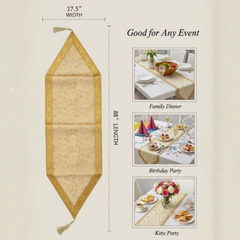 Fabric-Crafted Golden Table Runner – 17.5"x88", Premium Poly Cotton