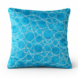 Machine-Crafted Sky Blue Cushion Cover – 12"x12" | Circular Embroidered Design | Premium Poly Channel Fabric