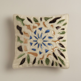 Handcrafted Cream Cushion Cover – 12"x12" | Artistic Multi-Color Embroidered Floral Design | Premium Poly Cotton