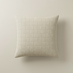 Fabric-Crafted Beige Cushion Cover – 16"x16", Interlock Design in Premium Poly Cotton