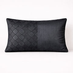 Hand Crafted Bolster Cover – Black | 18"x12" | Poly Cotton Fabric | Textured Design