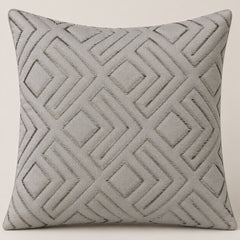 Handcrafted Cushion Cover – Dark Grey | 16"x16" | Geometric Embroidered Decorative Cushion Cover