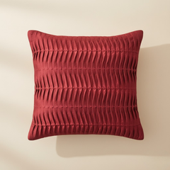 Fabric-Crafted Maroon Cushion Cover – 12"x12", Pleated Texture in Premium Poly Cotton