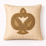 Hand Crafted Cushion Cover – Gold | 12"x12" | Poly Cotton | Embroidered Motif Design