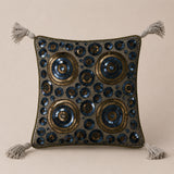 Handcrafted Cushion Cover – Cream | 12"x12" | Decorative Poly Cotton Cushion Cover with Tassels