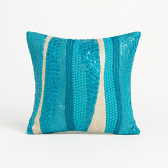 Handcrafted Cushion Cover – Turquoise, 12"x12"
