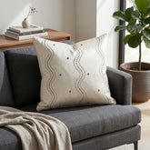 Handcrafted Cushion Cover – Cream | 16"x16" | Poly Cotton Decorative Cushion Cover
