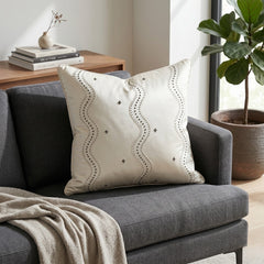 Handcrafted Cushion Cover – Cream | 16"x16" | Poly Cotton Decorative Cushion Cover