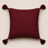 Maroon Embroidered Decorative Cushion Cover | 12"x12" Premium Tassel Cushion Cover