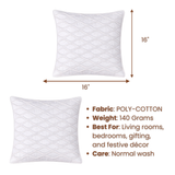 Fabric-Crafted White Cushion Cover – 16"x16" | Wave Quilted Design | Premium Poly-Cotton