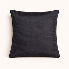 Fabric Crafted Cushion Cover – Black | 12"x12" | Poly Chenille Fabric | Embroidered Floral Vine Design