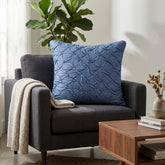 Fabric Crafted Cushion Cover – Blue | 16"x16" | Poly Cotton Fabric | Premium Crinkle Texture Design