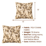Fabric Crafted Cushion Cover – Cream | 12"x12" | Poly Chenille Fabric | Embroidered Floral Vine Design