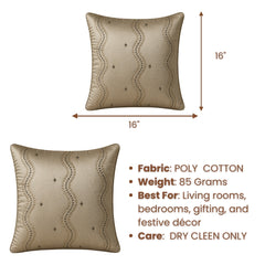 Handcrafted Cushion Cover – Khaki | 16"x16" | Elegant Poly Cotton Cushion Cover