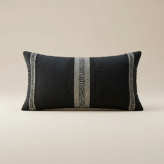 Handcrafted Black Bolster Cover – 19"x8" | Premium Poly Cotton