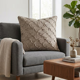 Fabric Crafted Cushion Cover – Dark Beige | 16"x16" | Poly Cotton Fabric | Premium Crinkle Texture Design