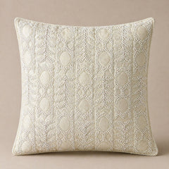 Handcrafted Cushion Cover – Cream | 16"x16" | Elegant Poly Cotton Cushion Cover