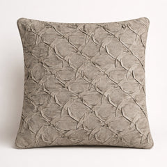 Fabric Crafted Cushion Cover – Dark Beige | 16"x16" | Poly Cotton Fabric | Premium Crinkle Texture Design