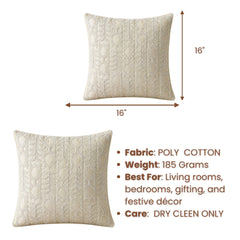 Handcrafted Cushion Cover – Cream | 16"x16" | Elegant Poly Cotton Cushion Cover