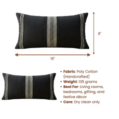 Handcrafted Black Bolster Cover – 19"x8" | Premium Poly Cotton