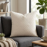 Handcrafted Cushion Cover – White | 16"x16" | Geometric Textured Design