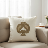 Handcrafted Beige Cushion Cover – 24"x24", Premium Poly Cotton with Rope Embellished Motif