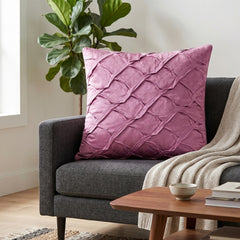Fabric Crafted Cushion Cover – Light Purple | 16"x16" | Poly Cotton Fabric | Premium Crinkle Texture Design