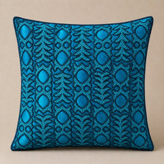 Handcrafted Cushion Cover – Turquoise | 16"x16" | Elegant Poly Cotton Cushion Cover
