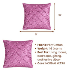 Fabric Crafted Cushion Cover – Light Purple | 16"x16" | Poly Cotton Fabric | Premium Crinkle Texture Design