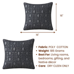 Handcrafted Cushion Cover – Black | 16"x16" | Elegant Poly Cotton Cushion Cover