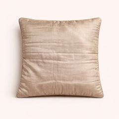 Fabric Crafted Cushion Cover – Light Brown | 12"x12" | Poly Cotton Foam | Panel Ribbed Design