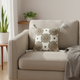 Handcrafted White Cushion Cover – 12"x12", Premium Poly Cotton