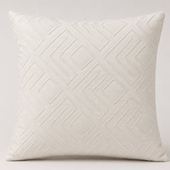Handcrafted Cushion Cover – White | 16"x16" | Geometric Textured Design