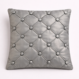 Hand Crafted Cushion Cover – Grey | 12"x12" | Poly Cotton | Classic Button Tufted Design