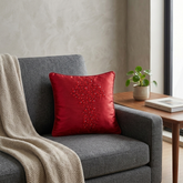 Hand Crafted Cushion Cover – Maroon | 12"x12" | Poly Cotton | Embroidered Floral Design