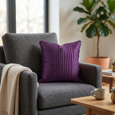 Fabric Crafted Cushion Cover – Deep Purple | 12"x12" | Poly Cotton Foam Fabric | Elegant Ribbed Texture Design